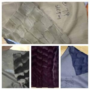 Stock checkered polyester fur fabric